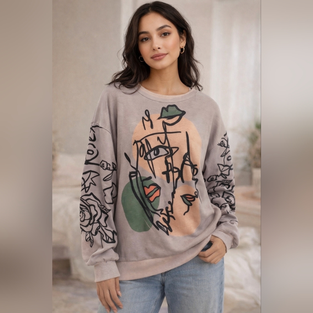 🌷 Abstract Graphic Sweater 🩶